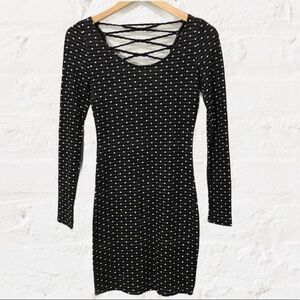SOPRANO body con dress black polka dot open back size small